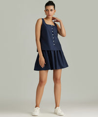Navy Egyptian Cotton Sleeveless Top
