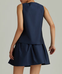 Navy Egyptian Cotton Sleeveless Top