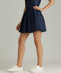 Navy Egyptian Cotton Mini Skirt