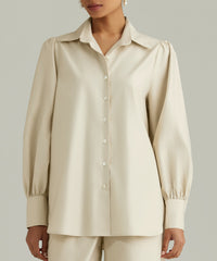 Fawn Egyptian Cotton Bishop Sleeved Shirt