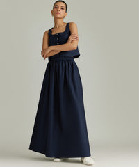 Navy Egyptian Cotton Maxi Skirt