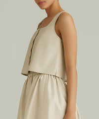 Fawn Egyptian Cotton Cropped Sleeveless Top
