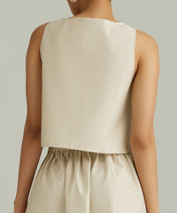 Fawn Egyptian Cotton Cropped Sleeveless Top
