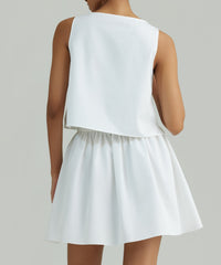 White Egyptian Cotton Cropped Sleeveless Top