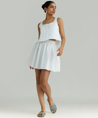 White Egyptian Cotton Cropped Sleeveless Top