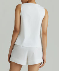 White Egyptian Cotton Sleeveless Top