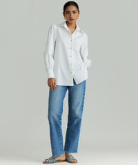 White Egyptian Cotton Bishop Sleeved Shirt