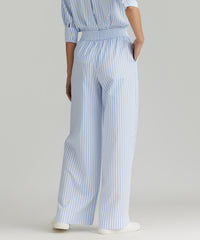 Blue Striped Cotton Tencel Trousers