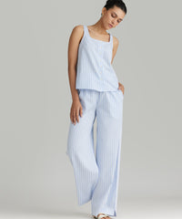 Blue Striped Cotton Tencel Sleeveless Top
