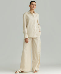 Gold Striped Cotton Tencel Oversized Shirt