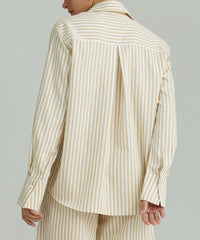 Gold Striped Cotton Tencel Oversized Shirt