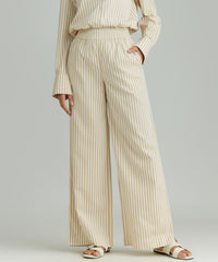 Gold Striped Cotton Tencel Trousers
