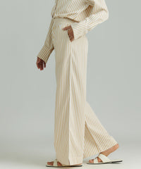 Gold Striped Cotton Tencel Trousers