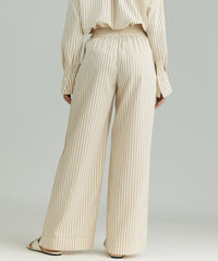 Gold Striped Cotton Tencel Trousers