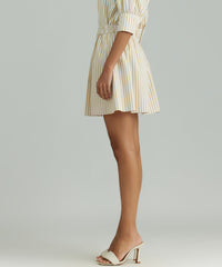 Gold Striped Cotton Tencel Mini Skirt