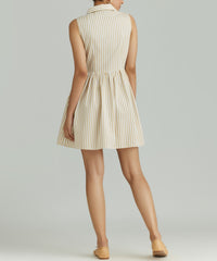 Gold Striped Cotton Tencel Short Tennis Dress