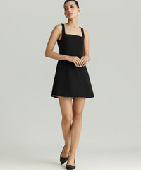 Black Stretch Suiting Mini Dress