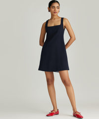 Navy Blue Stretch Suiting Mini Dress