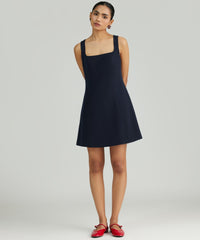 Navy Blue Stretch Suiting Mini Dress