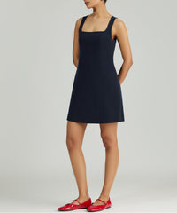 Navy Blue Stretch Suiting Mini Dress