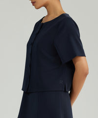 Navy Blue Stretch Suiting Jacket Top