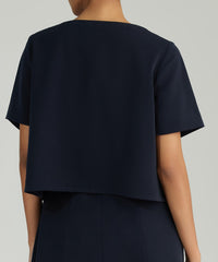 Navy Blue Stretch Suiting Jacket Top