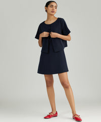 Navy Blue Stretch Suiting Jacket Top