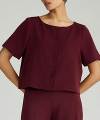 Burgundy Stretch Suiting Jacket Top