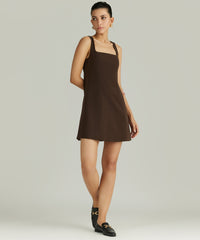 Chocolate Brown Stretch Suiting Mini Dress