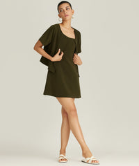 Military Green Stretch Suiting Jacket Top