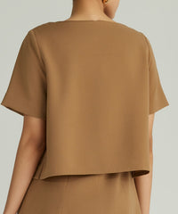 Camel Stretch Suiting Jacket Top