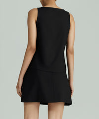 Black Suiting Sleeveless Top
