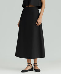 Black Suiting Midi Skirt