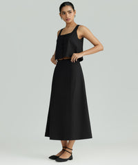 Black Suiting Midi Skirt
