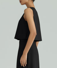 Black Suiting Cropped Sleeveless Top