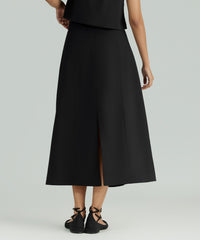 Black Suiting Midi Skirt