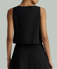 Black Suiting Cropped Sleeveless Top