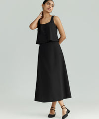 Black Suiting Cropped Sleeveless Top