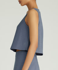 Blue Suiting Cropped Sleeveless Top