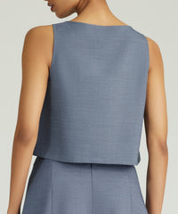 Blue Suiting Cropped Sleeveless Top