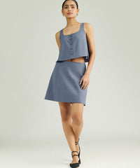 Blue Suiting Mini Skirt