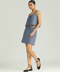 Blue Suiting Mini Skirt