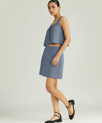Blue Suiting Cropped Sleeveless Top