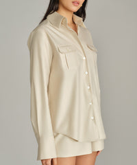 Fawn Egyptian Cotton Oversized Long-Sleeved Shirt