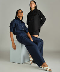 Navy Blue Egyptian Cotton Trousers