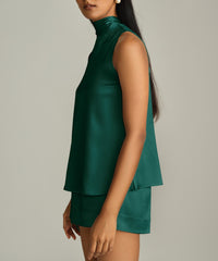 Emerald Silk Tie-Neck Top
