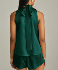 Emerald Silk Tie-Neck Top