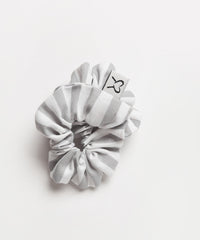Grey Striped Cotton Scrunchie