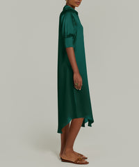 Emerald Silk Shirt Dress