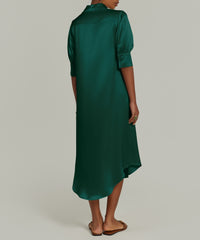 Emerald Silk Shirt Dress